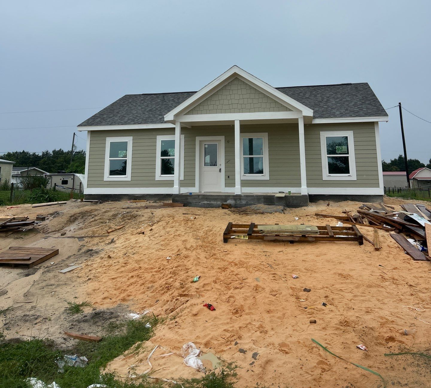 Modern house on sandy lot