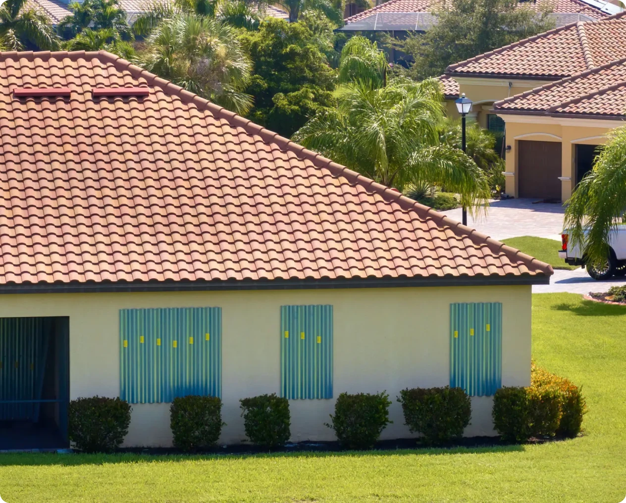 Suburban house with tiled roof