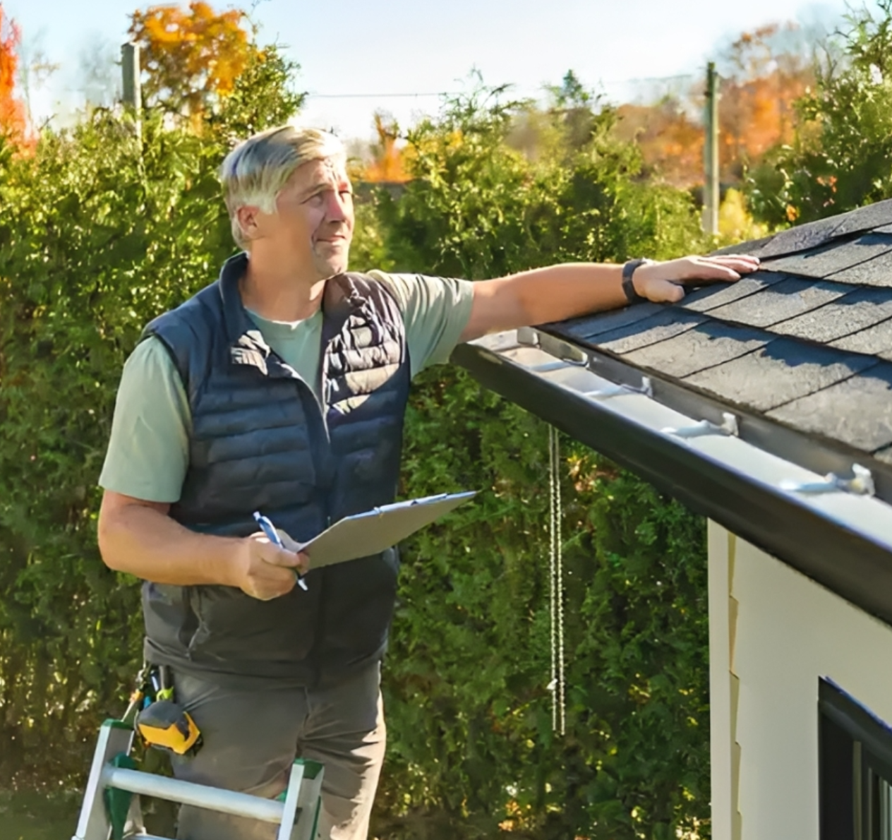 Roof inspection in progress outdoors