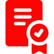 Red document icon with approval