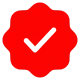 Verified symbol in red and black