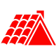 Minimalist red roof design illustration.