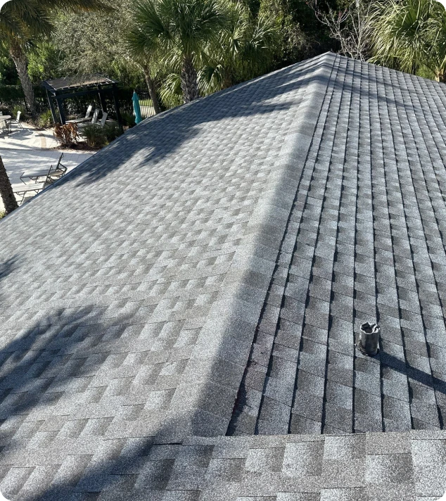 Residential rooftop with shingles