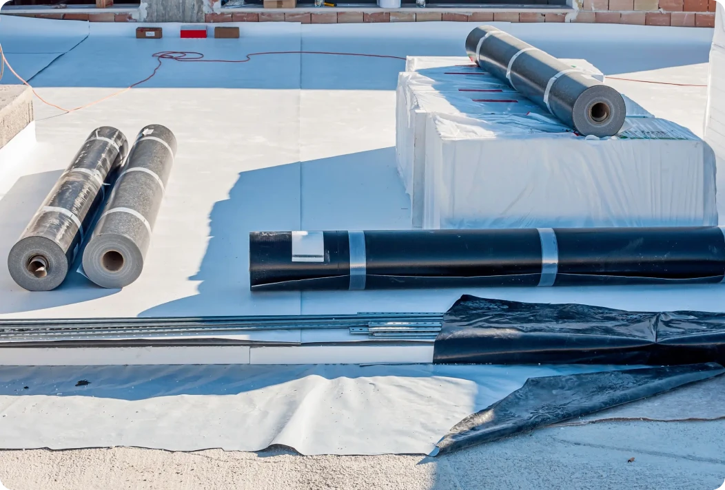 Roofing materials on construction site