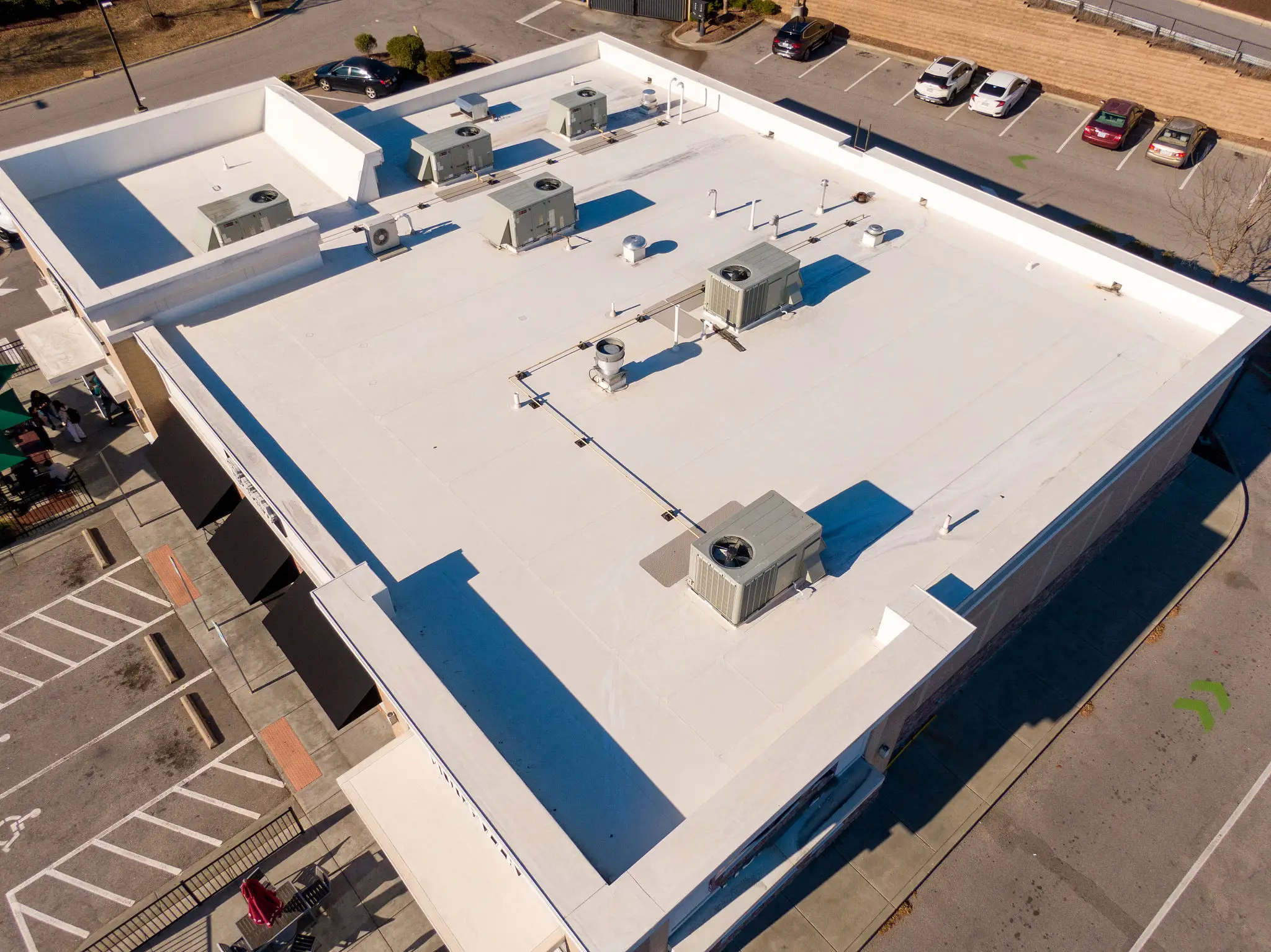 White rooftop with air conditioning systems