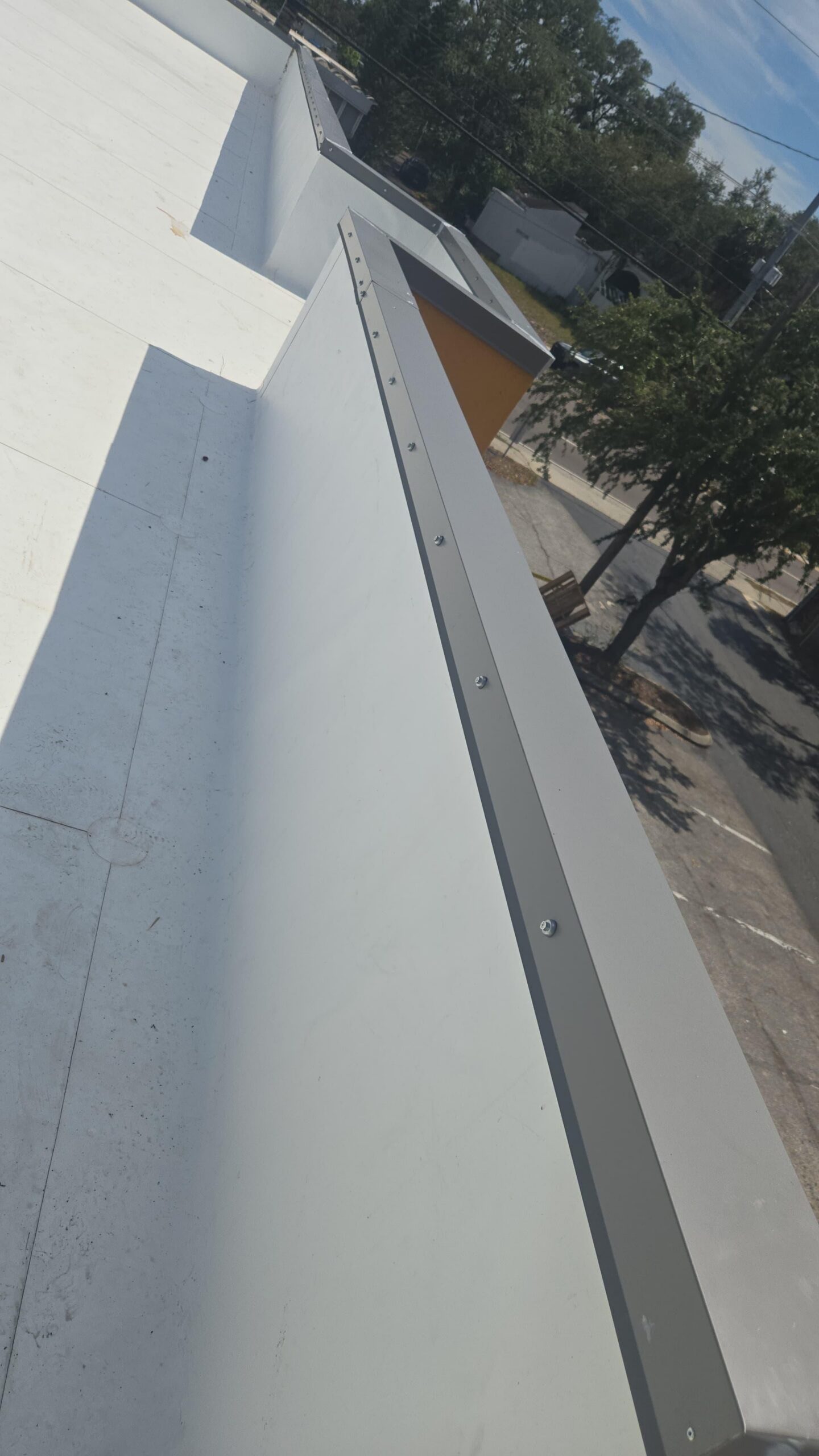 Rooftop view with street below