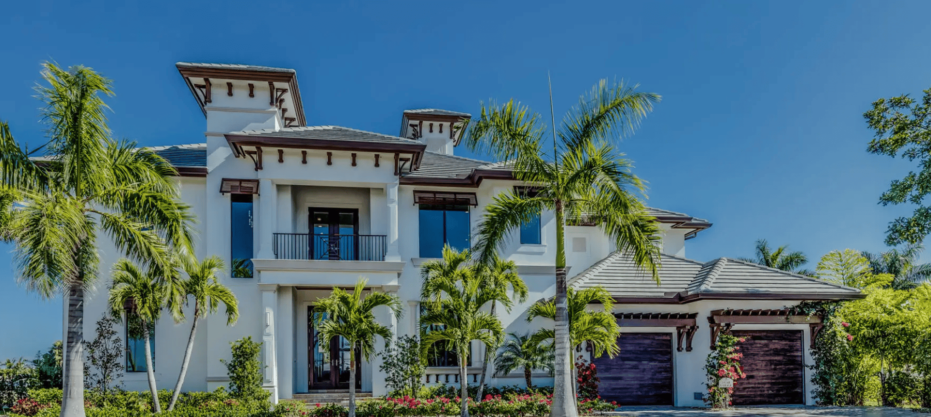 Luxury home under clear blue sky